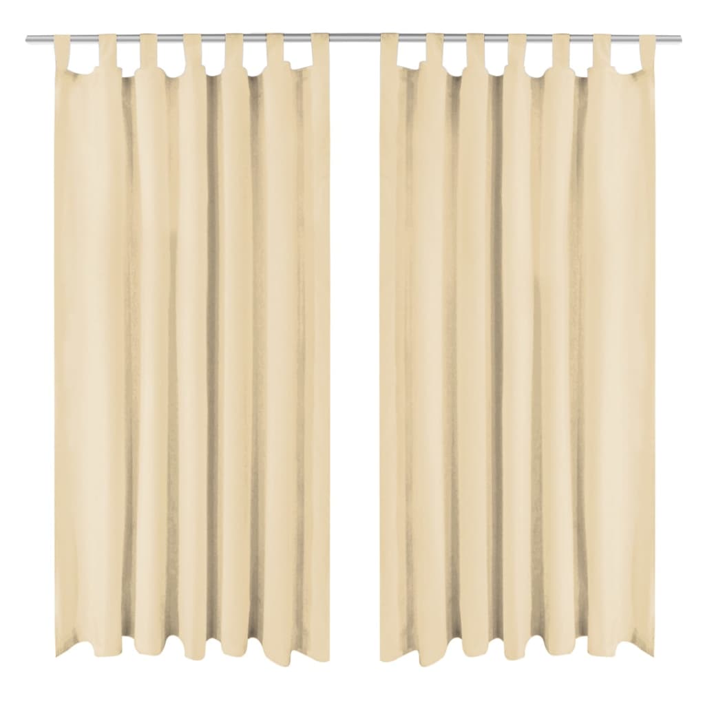 Berkfield Micro-Satin Curtains 2 pcs with Loops 140x175 cm Beige