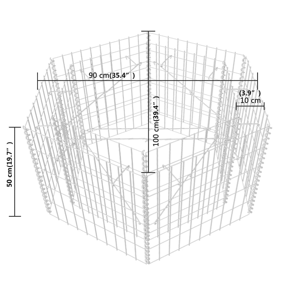 Berkfield Hexagonal Gabion Raised Bed 100x90x50 cm