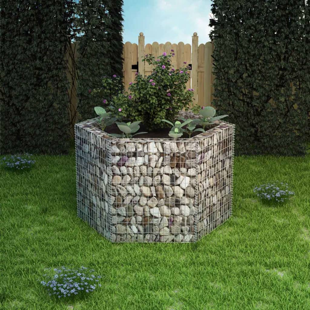 Berkfield Hexagonal Gabion Raised Bed 160x140x100 cm