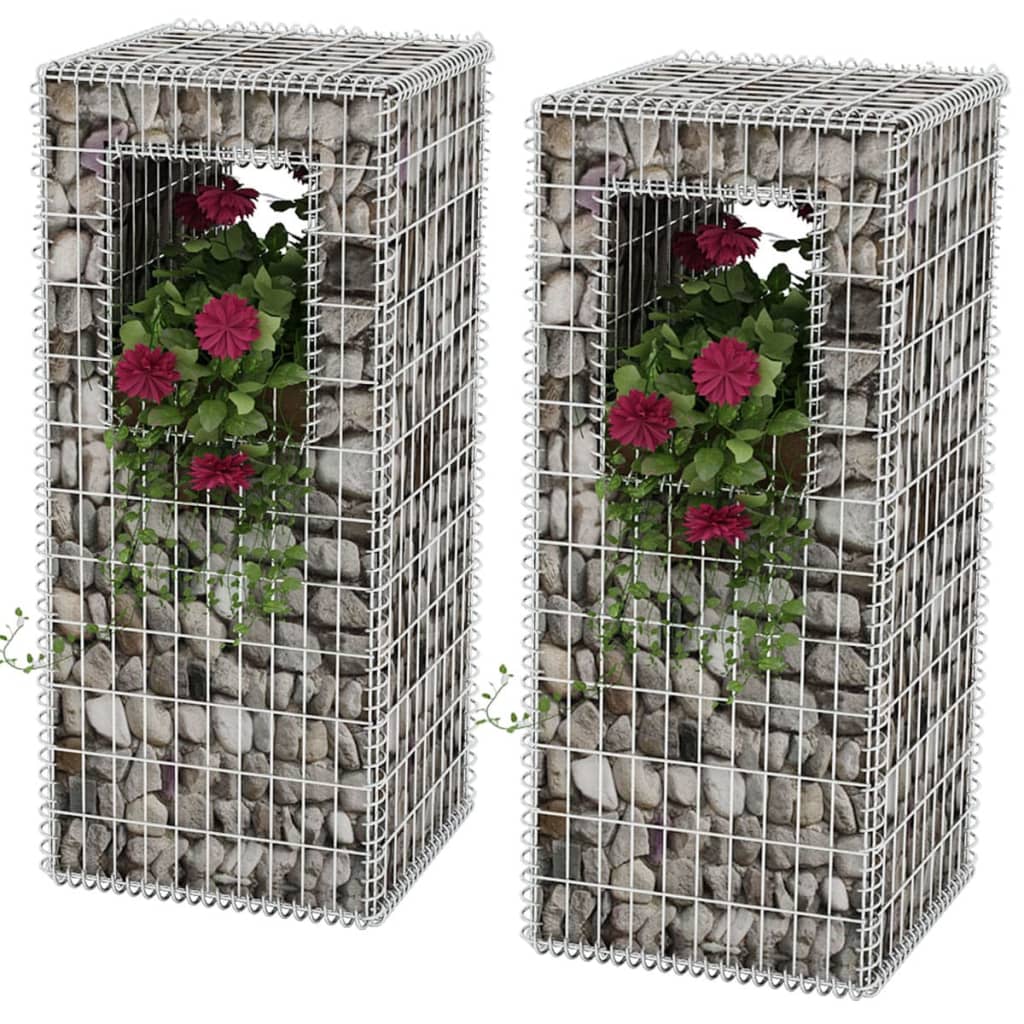 Berkfield Gabion Basket Posts/Planters 2 pcs Steel 50x50x120 cm