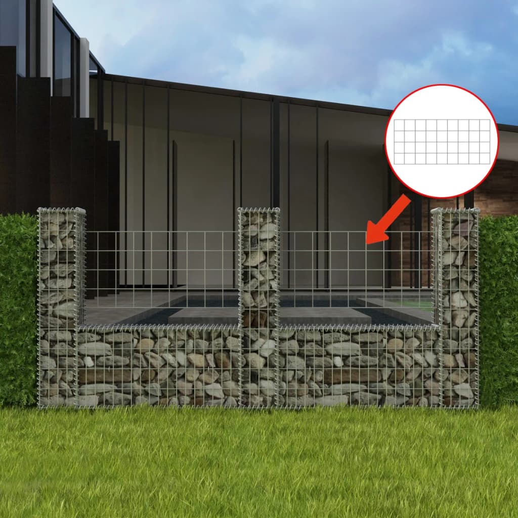Berkfield Gabion Basket U-Shape Galvanised Steel 240x20x100 cm