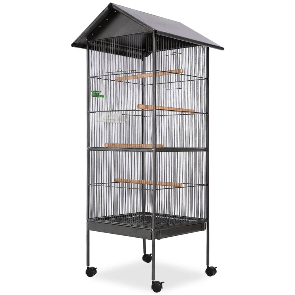 Berkfield Bird Cage with Roof Black 66x66x155 cm Steel