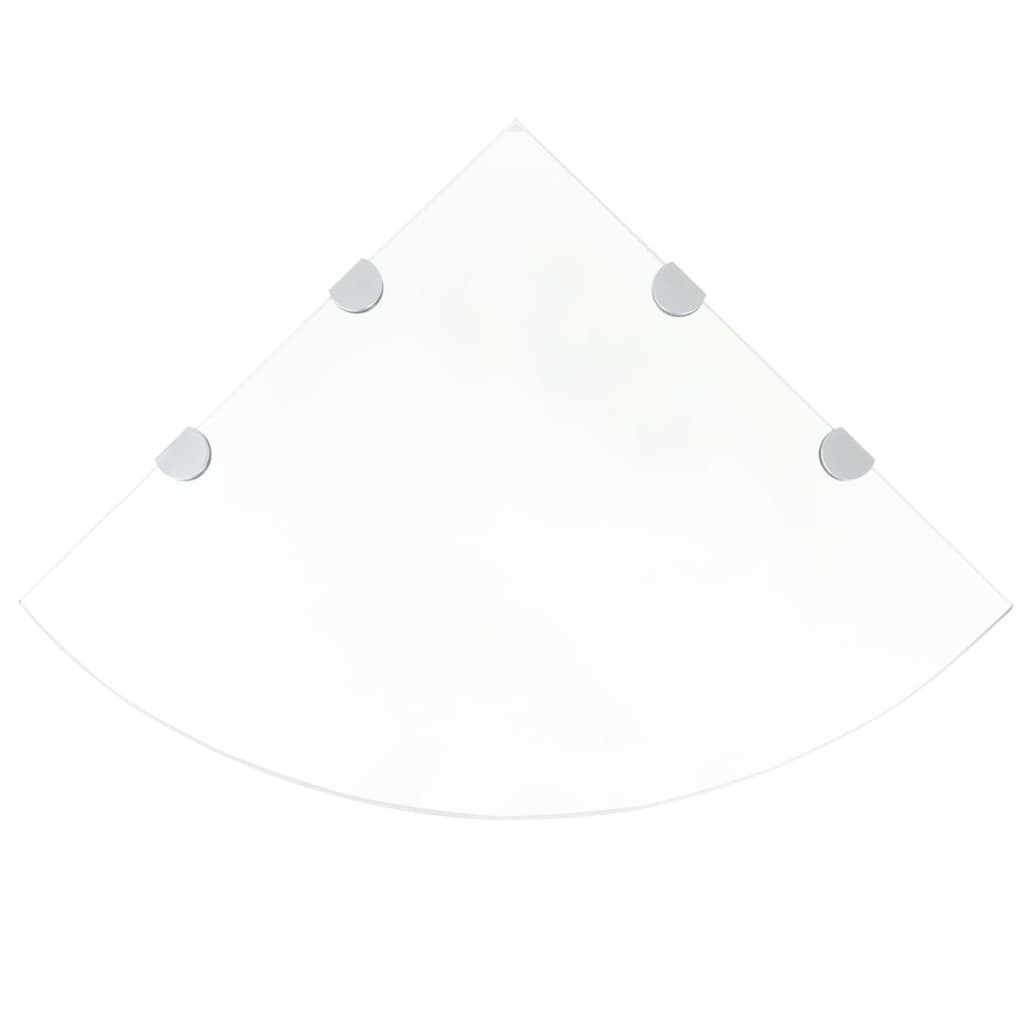 Berkfield Corner Shelf with Chrome Supports Glass Clear 45x45 cm