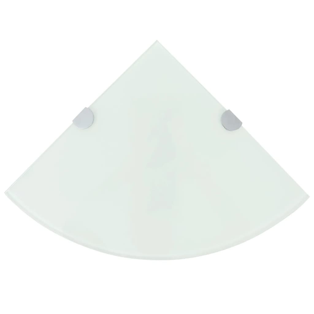 Berkfield Corner Shelf with Chrome Supports Glass White 35x35 cm
