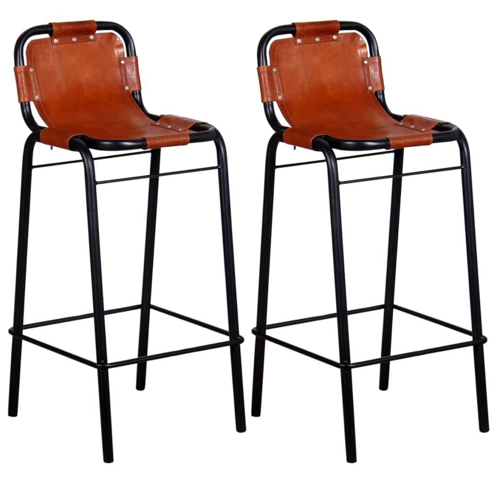 Berkfield Bar Stools 2 pcs Real Leather