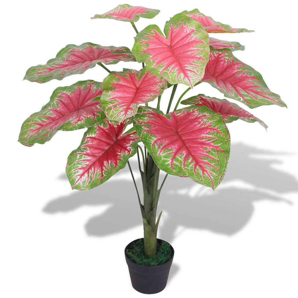 Berkfield Artificial Caladium Plant with Pot 85 cm Green and Red