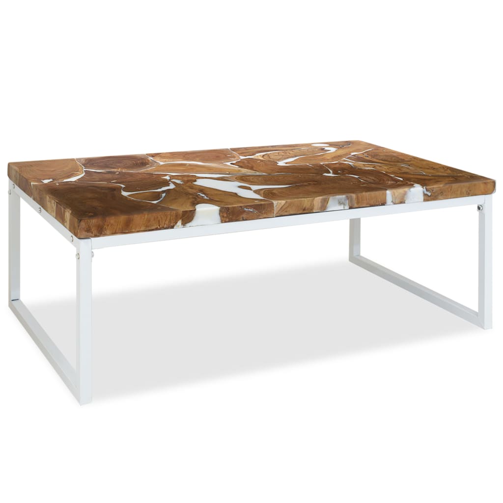 Berkfield Coffee Table Teak Resin 110x60x40 cm White and Brown