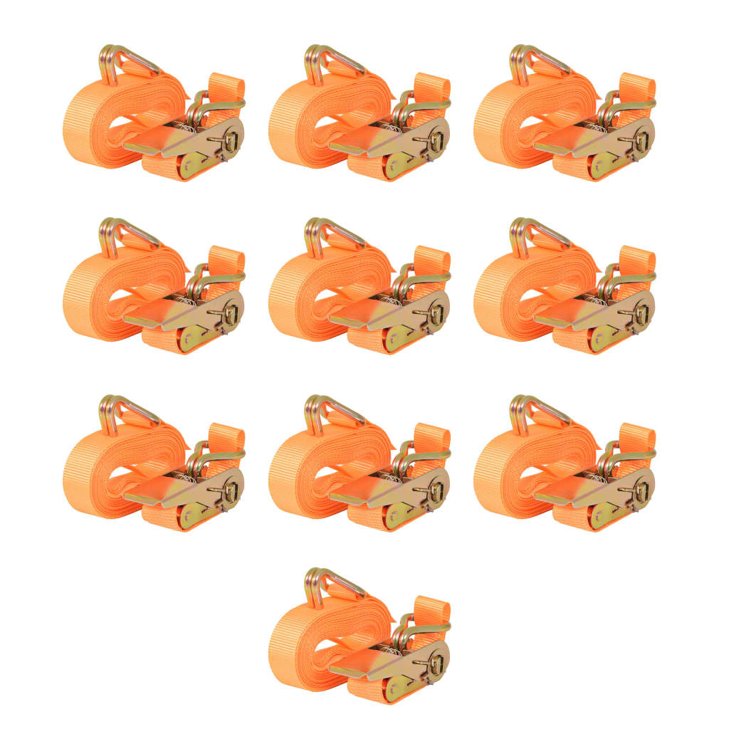 Berkfield Ratchet Tie Down Straps 10pcs 0.4 Tonnes 6mx25mm Orange