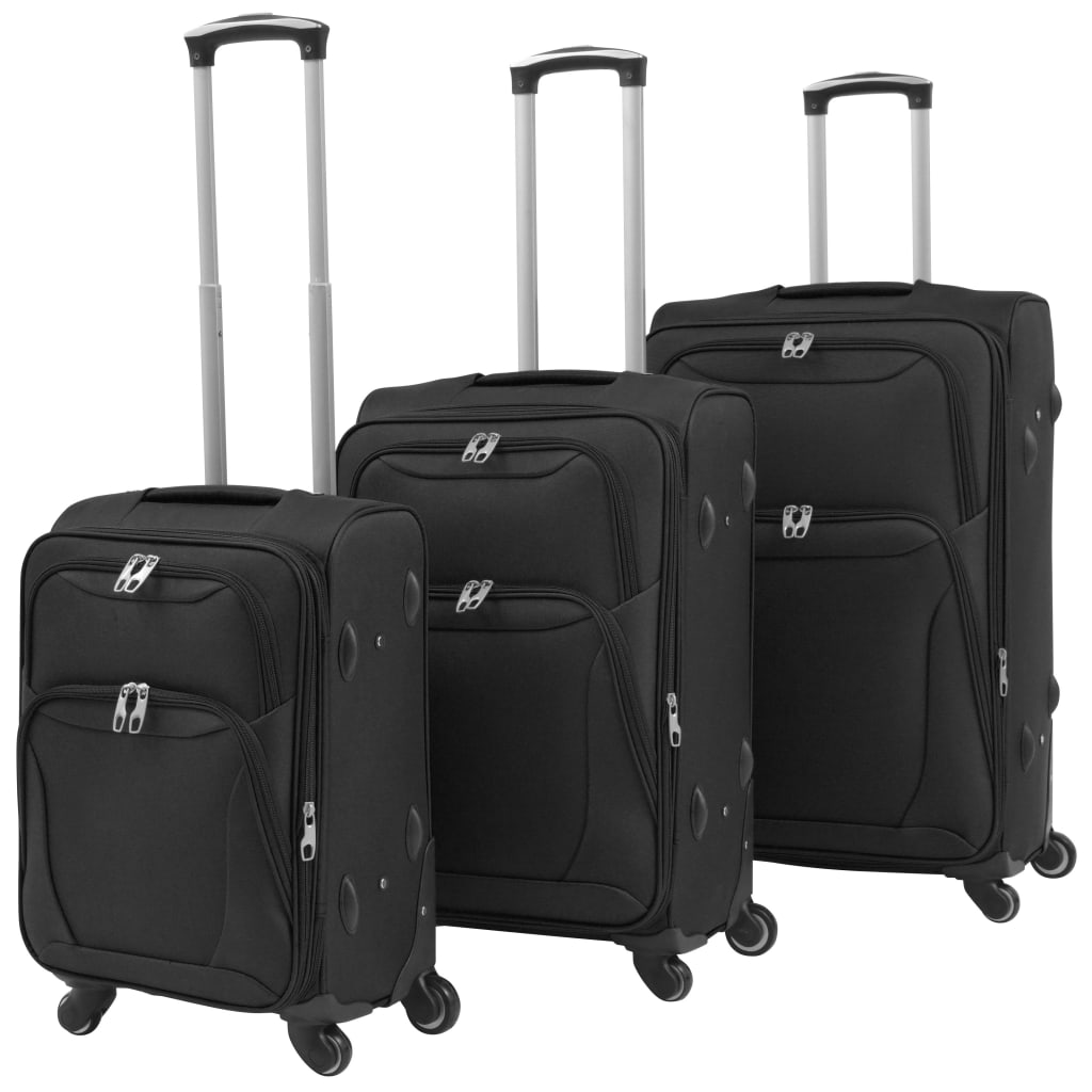 Berkfield 3 Piece Soft Case Trolley Set Black