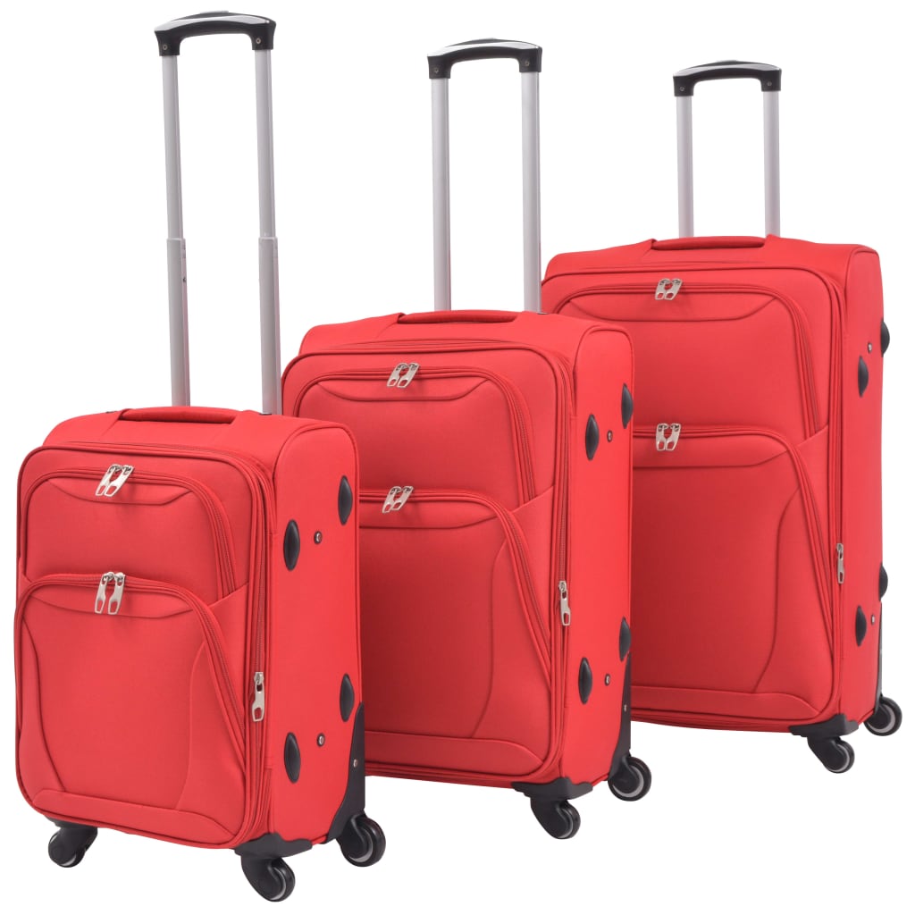 Berkfield 3 Piece Soft Case Trolley Set Red