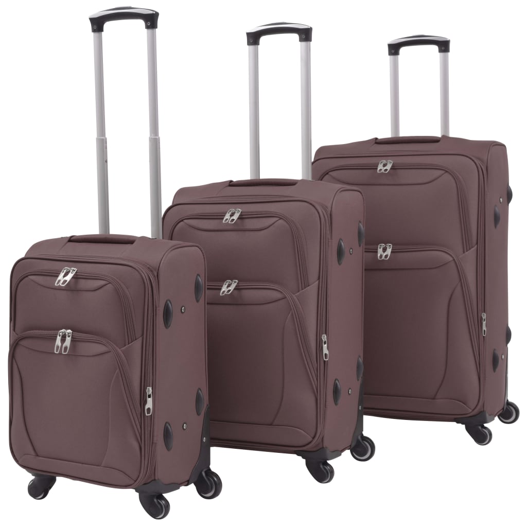 Berkfield 3 Piece Soft Case Trolley Set Coffee