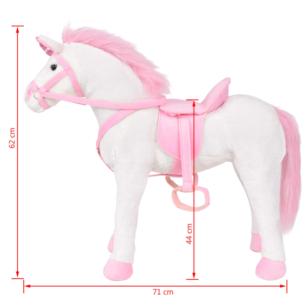 Berkfield Standing Plush Toy Unicorn White and Pink XXL