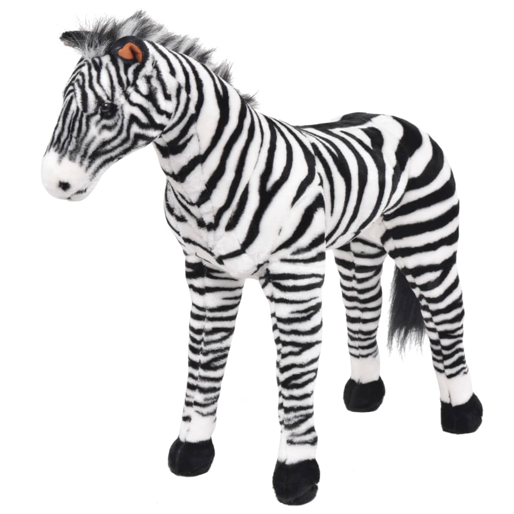 Berkfield Standing Plush Toy Zebra Black and White XXL