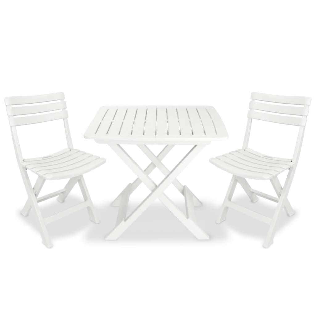Berkfield 3 Piece Folding Bistro Set Plastic White