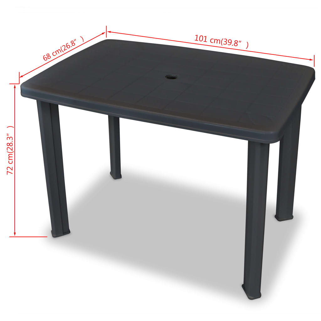 Berkfield Garden Table Anthracite 101x68x72 cm Plastic