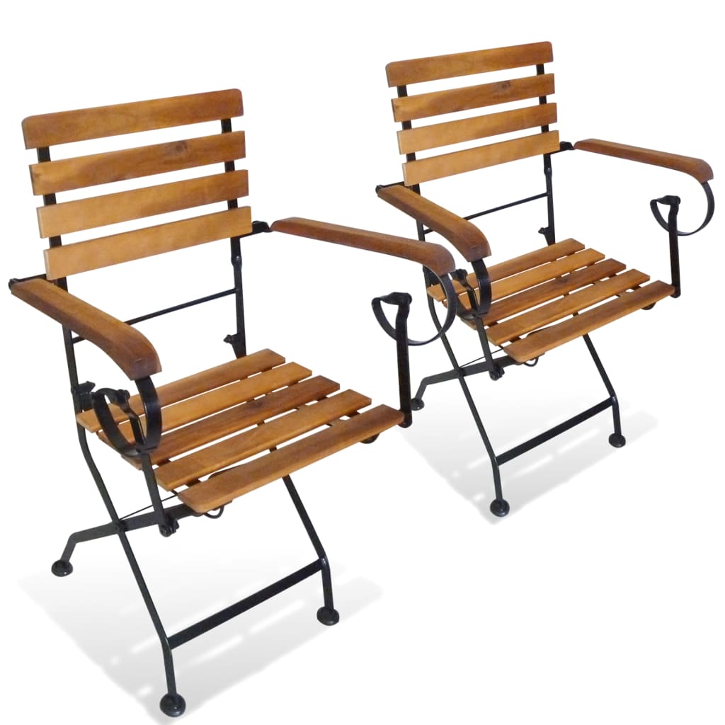 Berkfield Folding Garden Chairs 2 pcs Steel and Solid Acacia Wood