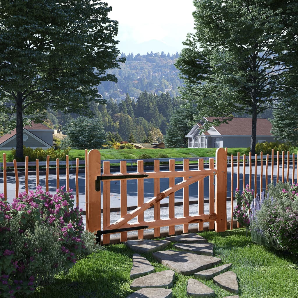 Berkfield Single Fence Gate Impregnated Hazel Wood 100x60 cm