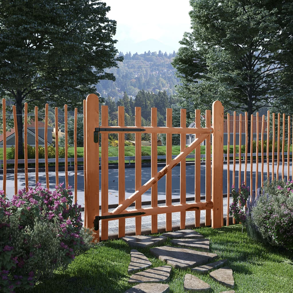 Berkfield Single Fence Gate Impregnated Hazel Wood 100x100 cm