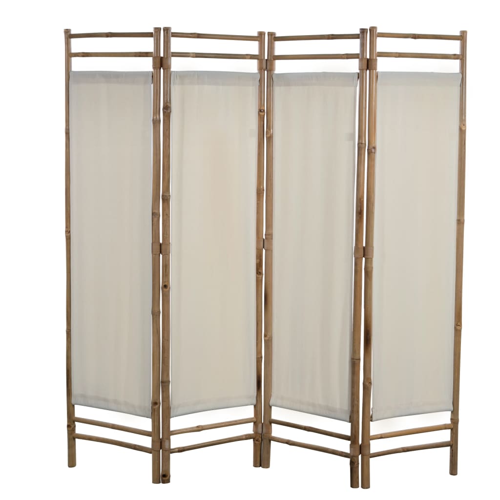 Berkfield Folding 4-Panel Room Divider Bamboo and Canvas 160 cm