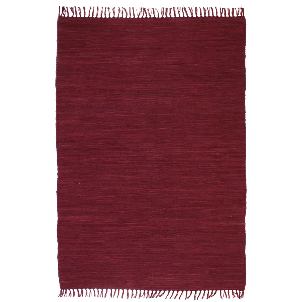 Berkfield Hand-woven Chindi Rug Cotton 120x170 cm Burgundy