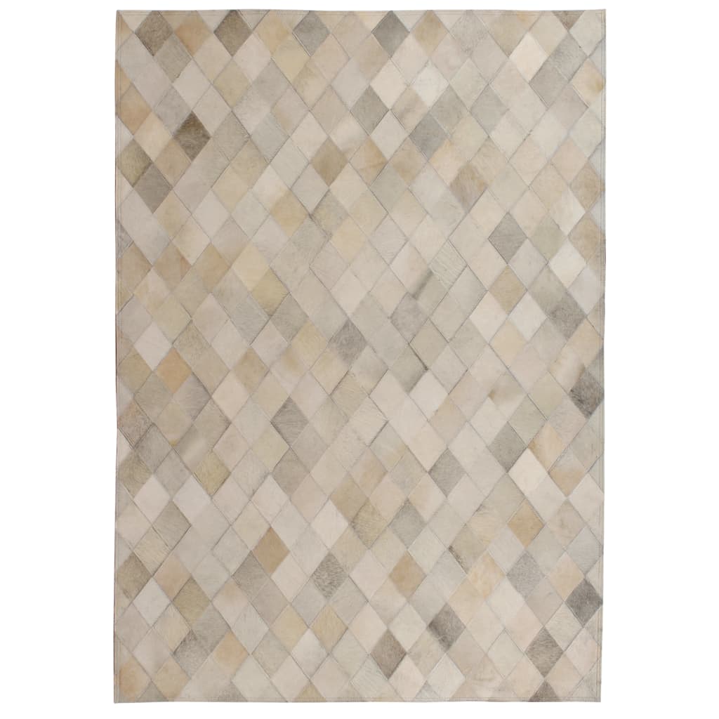 Berkfield Rug Genuine Leather Patchwork 120x170 cm Diamond Grey