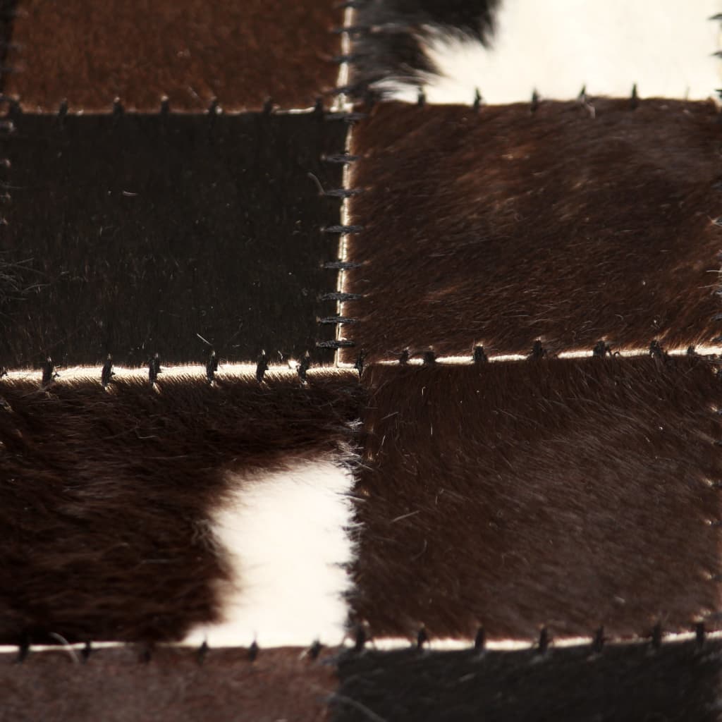 Berkfield Rug Genuine Leather Patchwork 80x150 cm Square Black/White