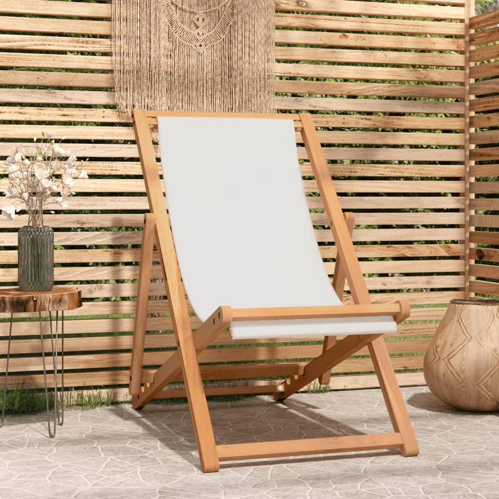 Berkfield Deck Chair Teak 56x105x96 cm Cream