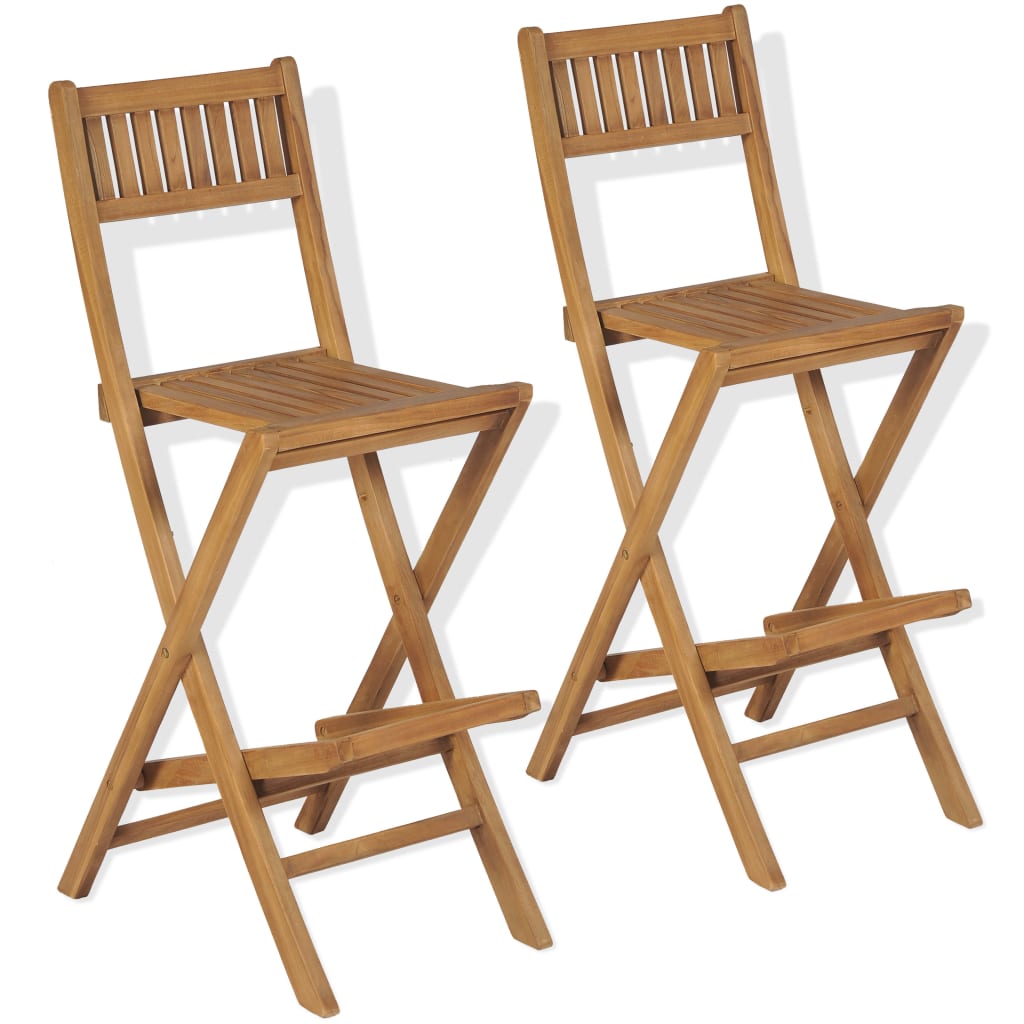 Berkfield Folding Outdoor Bar Stools 2 pcs Solid Teak Wood