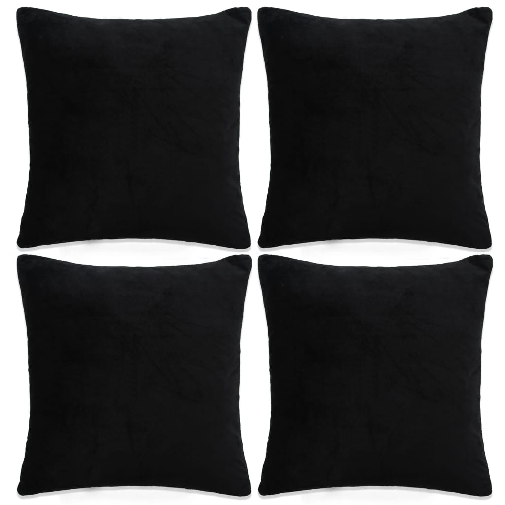 Berkfield Cushion Covers 4 pcs Velour 40x40 cm Black