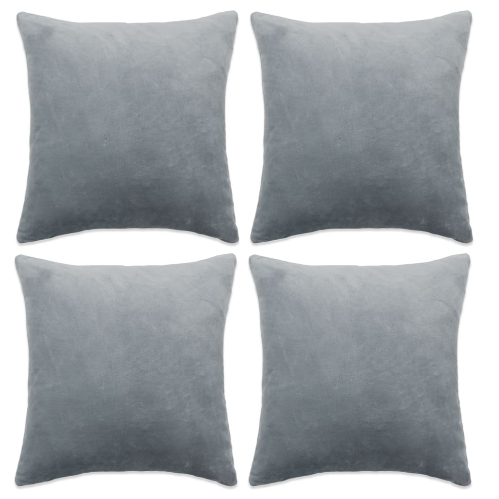 Berkfield Cushion Covers 4 pcs Velour 50x50 cm Grey