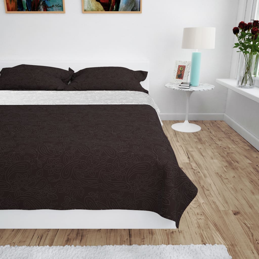 Berkfield Double-sided Quilted Bedspread 170x210 cm Cream and Brown