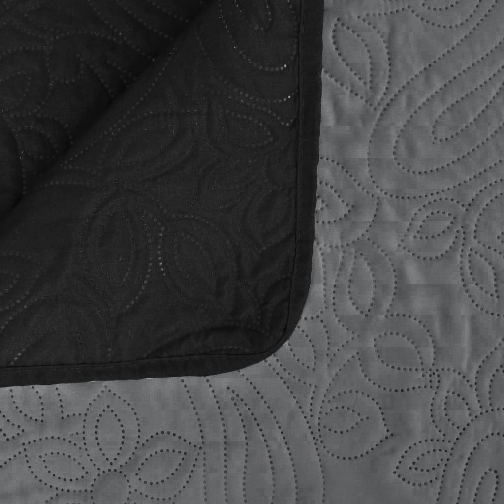 Berkfield Double-sided Quilted Bedspread 220x240 cm Grey and Black