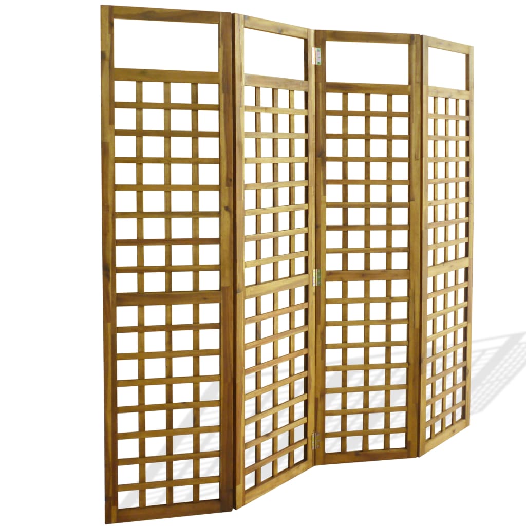 Berkfield 4-Panel Room Divider / Trellis Solid Acacia Wood 160x170 cm