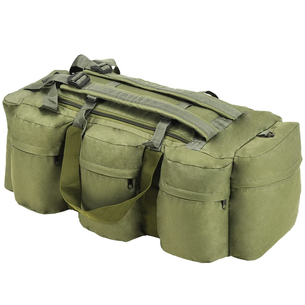 Berkfield 3-in-1 Army-Style Duffel Bag 90 L Olive Green