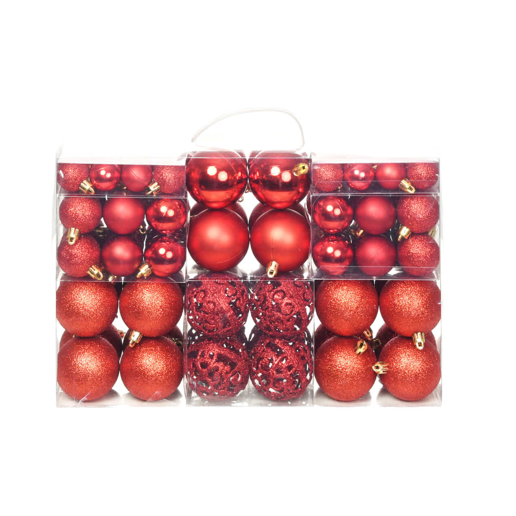 Berkfield 100 Piece Christmas Ball Set 3/4/6 cm Red