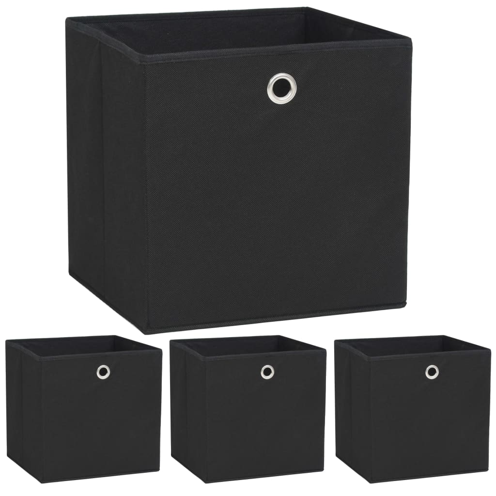 Berkfield Storage Boxes 4 pcs Non-woven Fabric 32x32x32 cm Black