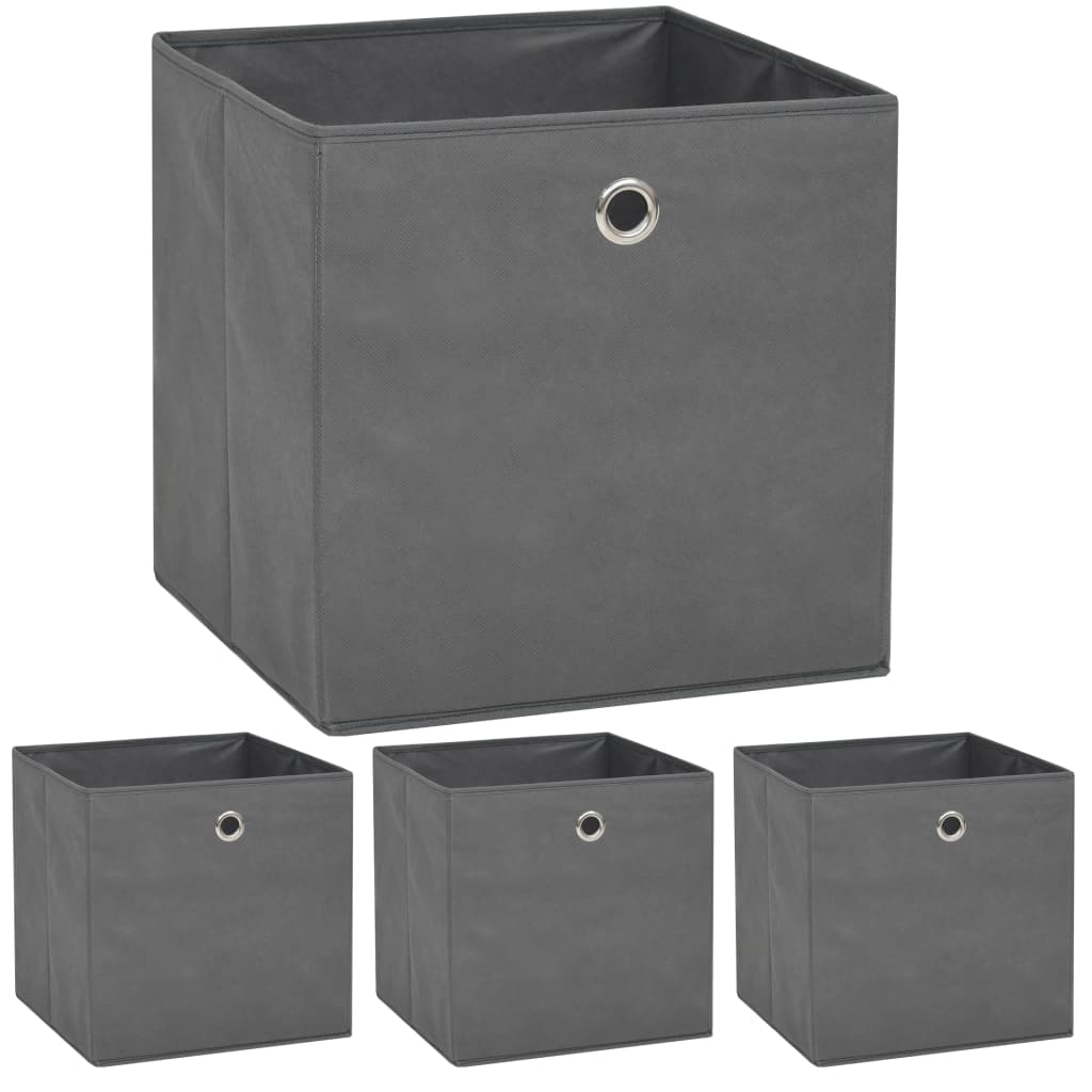 Berkfield Storage Boxes 4 pcs Non-woven Fabric 32x32x32 cm Grey