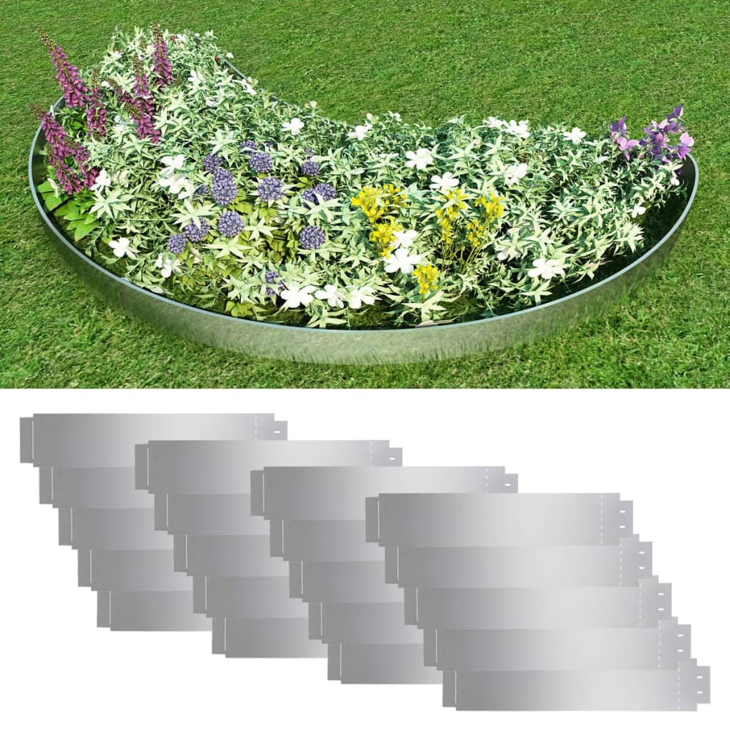 Berkfield Lawn Fence 20 pcs Galvanised Steel 100x20 cm
