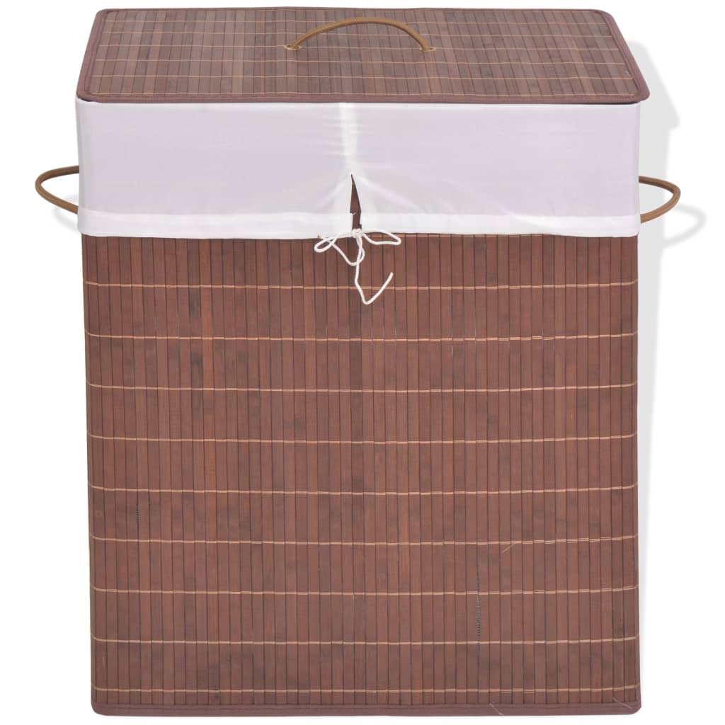 Berkfield Bamboo Laundry Bin Rectangular Brown