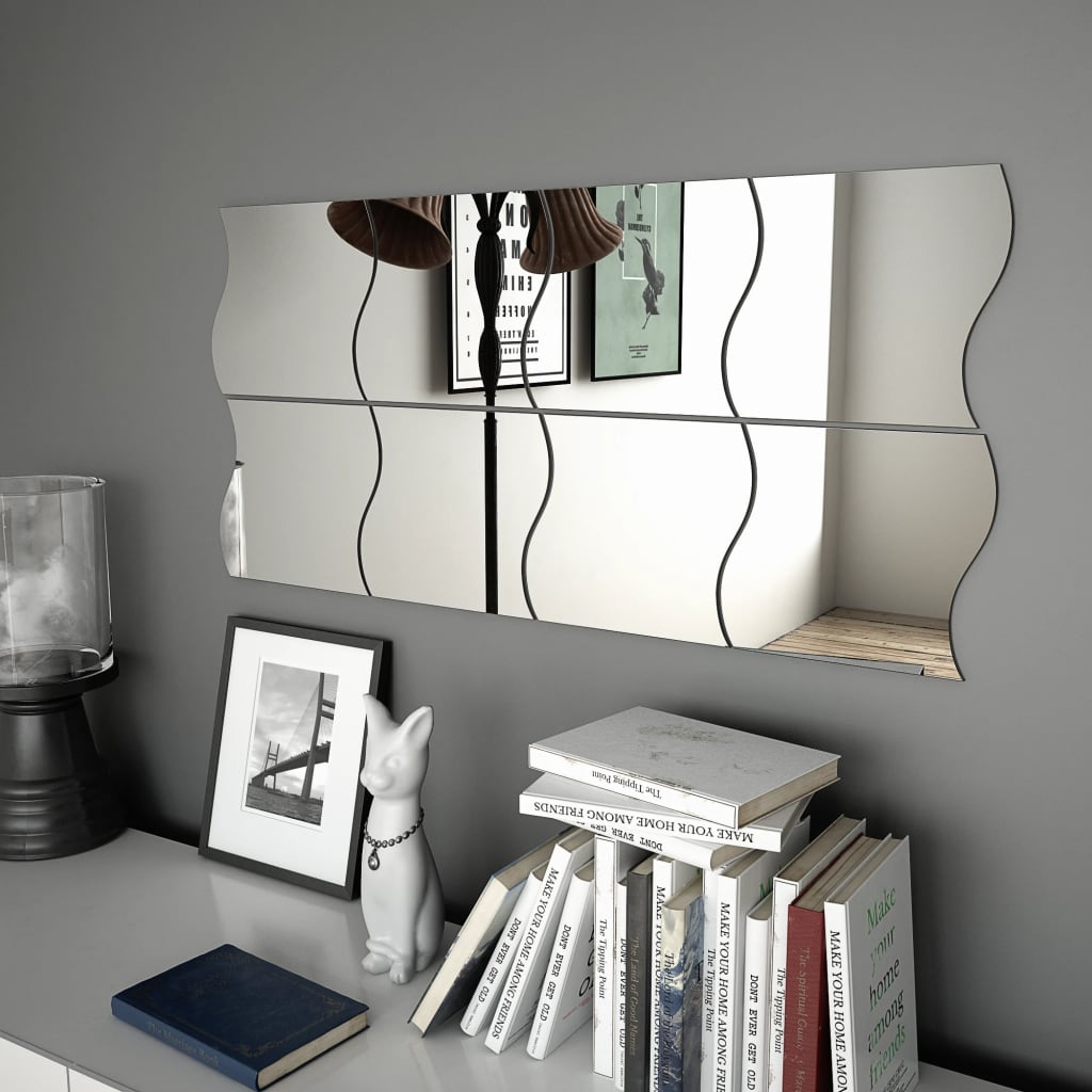 Berkfield Wall Mirrors 8 pcs 20x20 cm Wave Glass