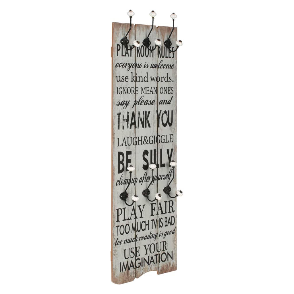 Berkfield Wall-mounted Coat Rack with 6 Hooks 120x40 cm THANK YOU