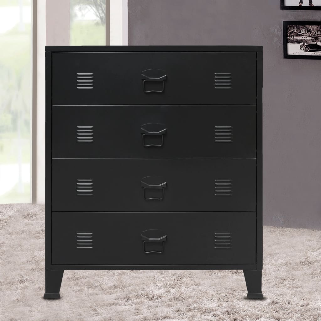 Berkfield Chest of Drawers Metal Industrial Style 78x40x93 cm Black