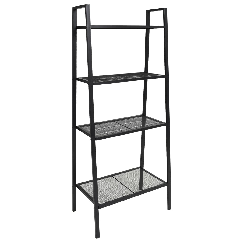 Berkfield Ladder Bookcase 4 Tiers Metal Black