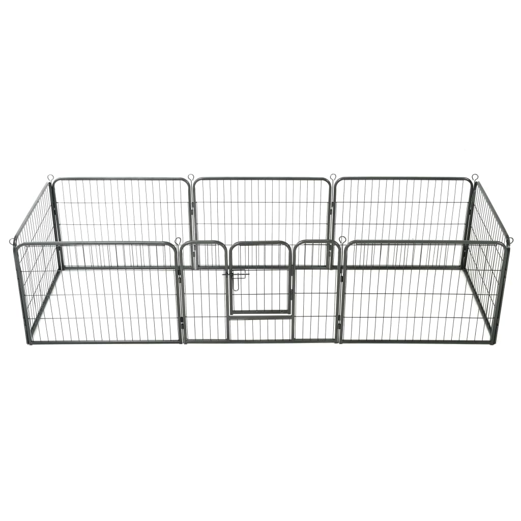 Berkfield Dog Playpen 8 Panels Steel 80x60 cm Black