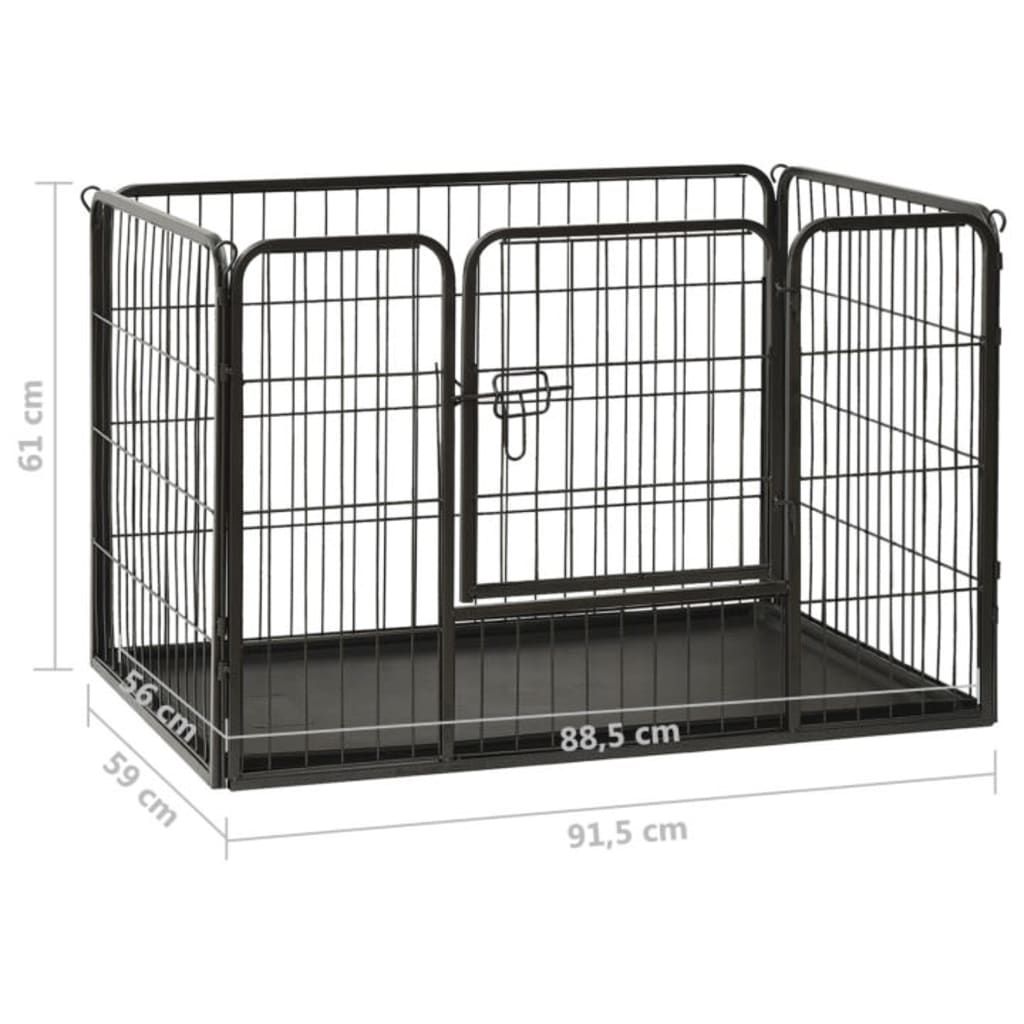 Berkfield Puppy Playpen Steel 91.5x59x61 cm