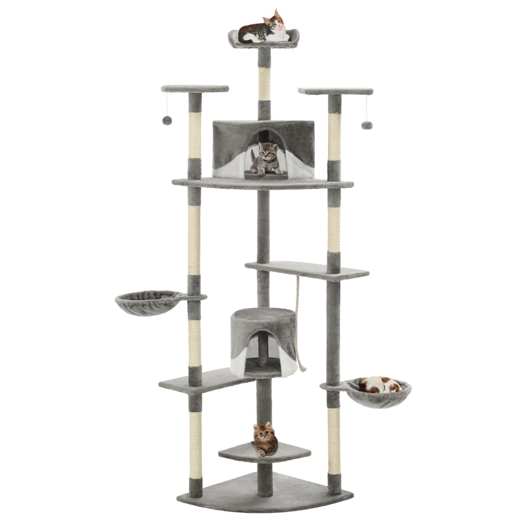 Berkfield Cat Tree with Sisal Scratching Posts 203 cm Grey and White