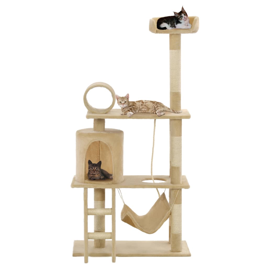 Berkfield Cat Tree with Sisal Scratching Posts 140 cm Beige