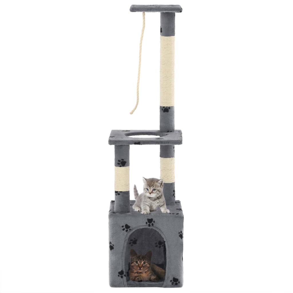 Berkfield Cat Tree with Sisal Scratching Posts 109 cm Grey Paw Prints