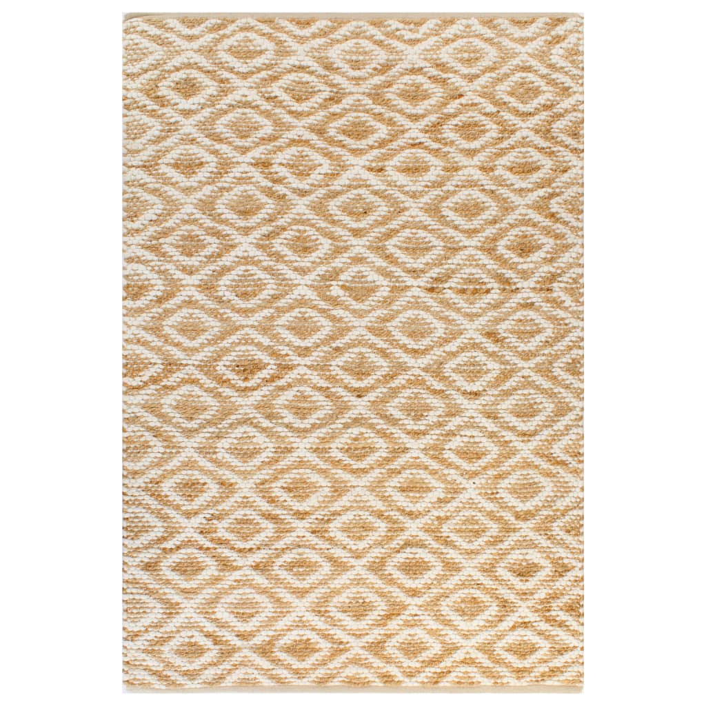 Berkfield Hand-Woven Jute Area Rug Fabric 120x180 cm Natural and White