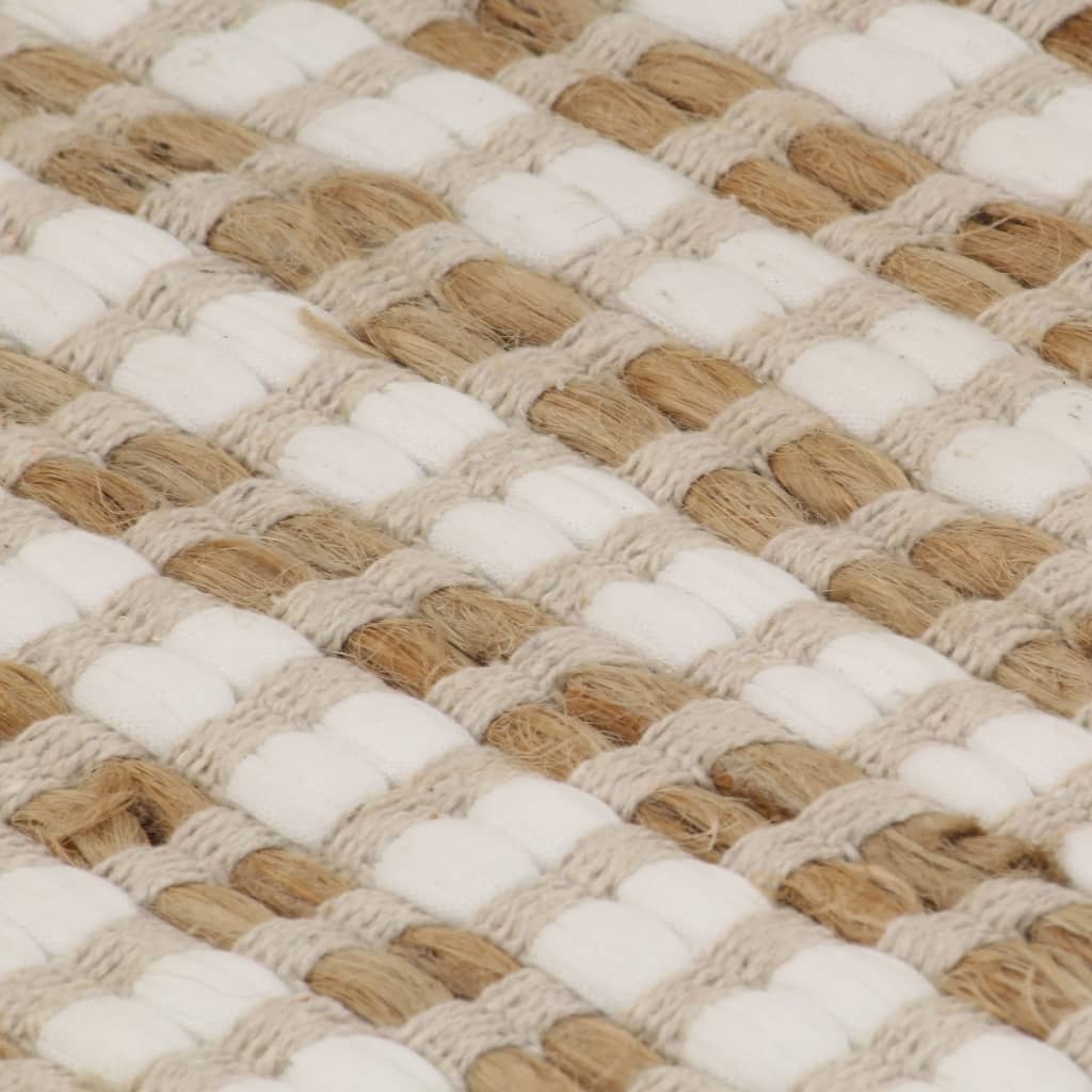 Berkfield Hand-Woven Jute Area Rug Fabric 120x180 cm Natural and White